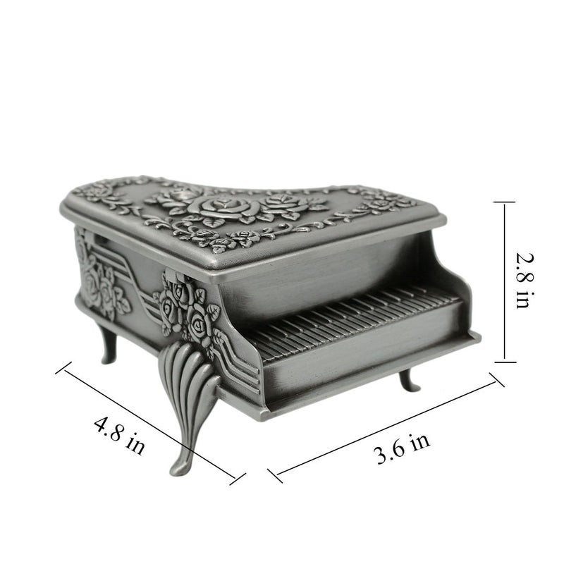 Naimo New Vintage Piano Design Jewelry Box Decorated with Rose Sculpture Creative Gift Present (Large piano) - Image 2